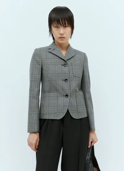 Gucci Prince Of Wales Wool Blazer In Gray