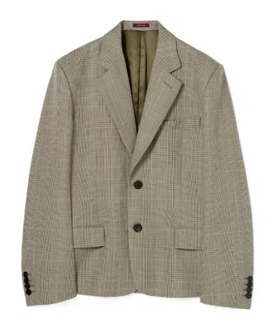 Gucci Prince Of Wales Wool Jacket In Green