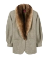 Gucci Checked Shearling-trimmed Wool Jacket In Gray