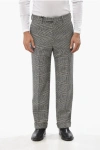 Gucci Prince Of Wales Wool Pants With Cuffed Hem In Gray