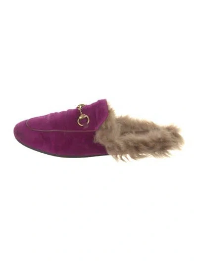 Pre-owned Gucci Princetown 1955 Horsebit Accent Mules In Purple