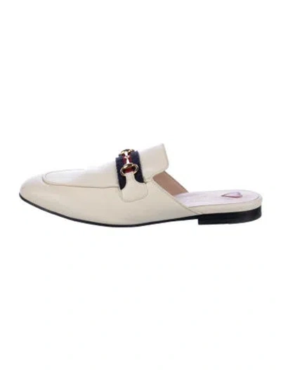 Pre-owned Gucci Princetown 1955 Horsebit Accent Mules In White