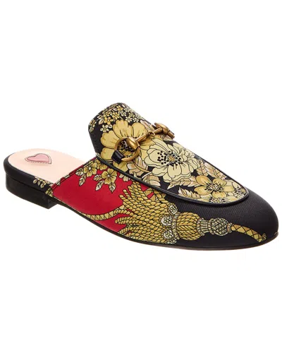 Gucci Princetown Canvas Slipper In Black