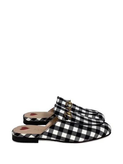 Pre-owned Gucci Princetown Checked Mules In Black