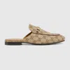 Gucci Princetown Gg Canvas Bit Loafer Mules In Beige