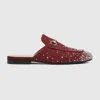 Gucci Crystal Horsebit Princetown Mules In Red
