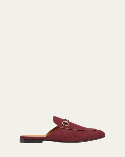 Gucci Princetown Gg Canvas Bit Loafer Mules In Burgundy