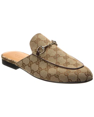 Gucci Princetown Gg Canvas Mule In Beige