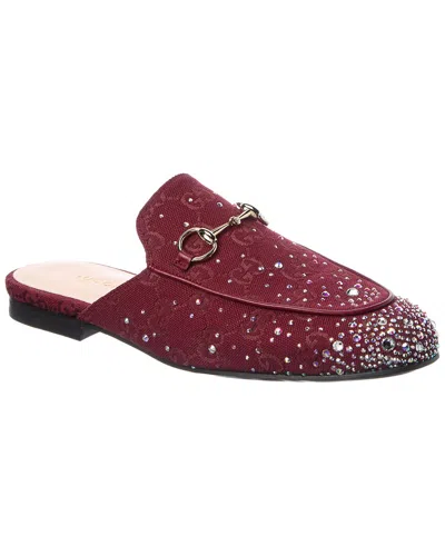 Gucci Princetown Gg Canvas Mule In Burgundy