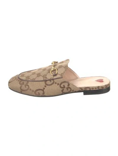 Pre-owned Gucci Princetown Gg Canvas Mules W/ Tags In Neutrals