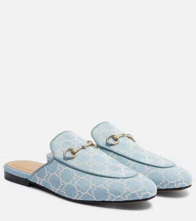 Gucci Princetown Gg Faux Pearl-embellished Mules