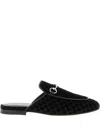 Gucci Women Princetown Gg Supreme Velvet Mule In Black