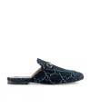 Gucci Princetown Gg Velvet Slipper In Blue