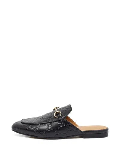 Pre-owned Gucci Princetown Ssima Mules In Black