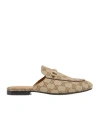 Gucci Princetown Gg Canvas Bit Loafer Mules In Nude
