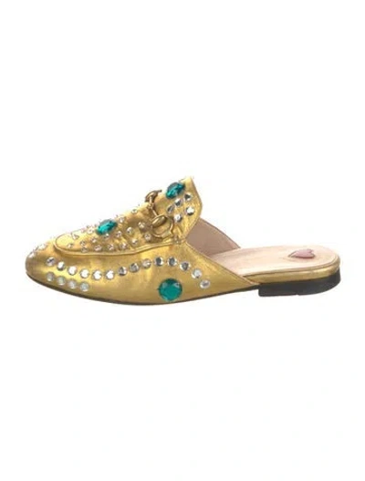 Pre-owned Gucci Princetown Horsebit Accent Mules