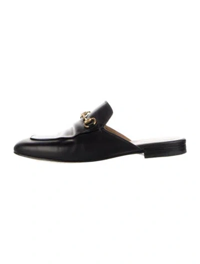 Pre-owned Gucci Princetown Horsebit Accent Mules In Black