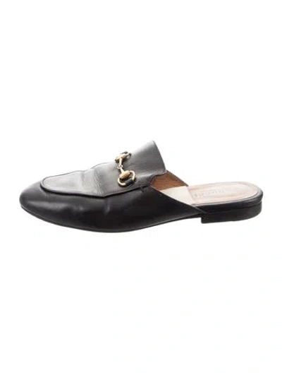 Pre-owned Gucci Princetown Horsebit Accent Mules In Black