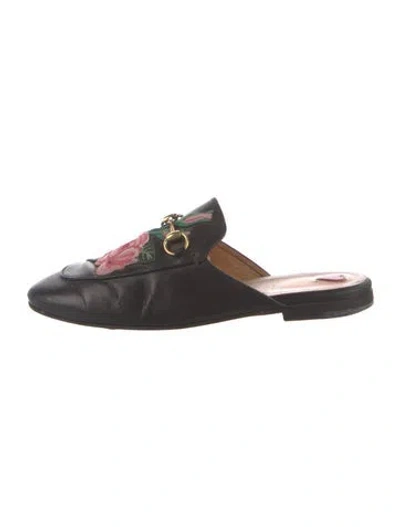 Pre-owned Gucci Princetown Horsebit Accent Mules In Black