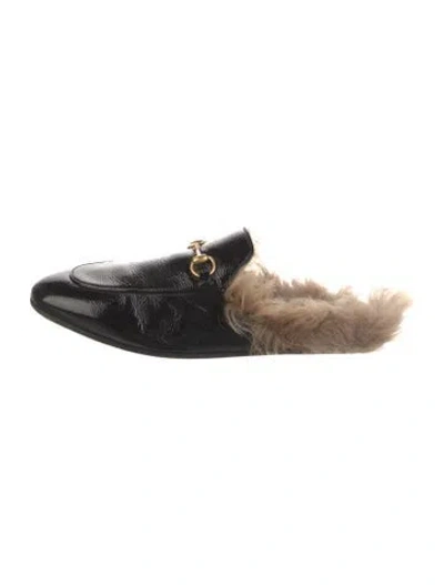 Pre-owned Gucci Princetown Horsebit Accent Mules In Black