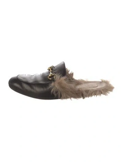 Pre-owned Gucci Princetown Horsebit Accent Mules In Black