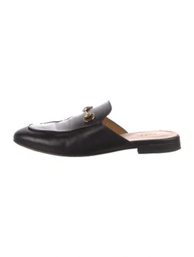 Pre-owned Gucci Princetown Horsebit Accent Mules In Black