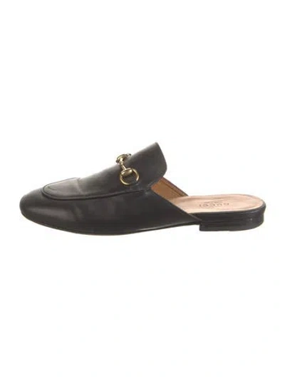 Pre-owned Gucci Princetown Horsebit Accent Mules In Black