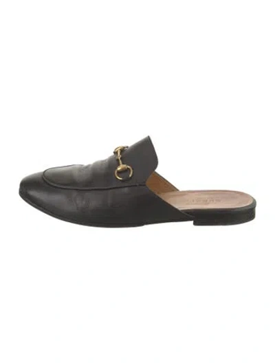 Pre-owned Gucci Princetown Horsebit Accent Mules In Black