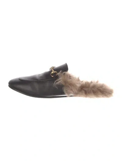Pre-owned Gucci Princetown Horsebit Accent Mules In Black