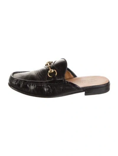 Pre-owned Gucci Princetown Horsebit Accent Mules In Black