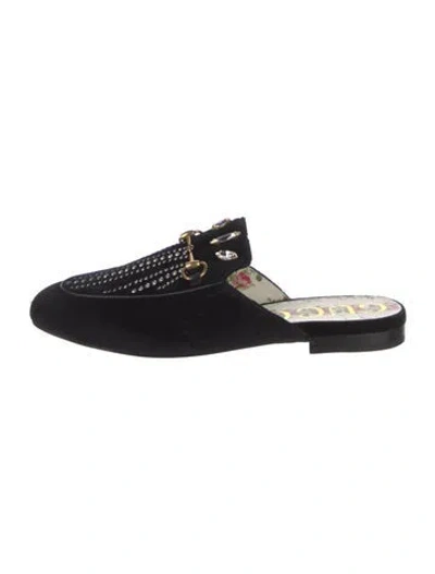 Pre-owned Gucci Princetown Horsebit Accent Mules In Black