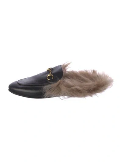Pre-owned Gucci Princetown Horsebit Accent Mules In Black