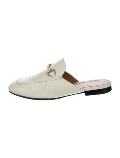 Pre-owned Gucci Princetown Horsebit Accent Mules In Neutral