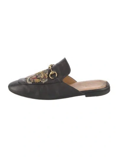 Pre-owned Gucci Princetown Horsebit Accent Slippers In Black