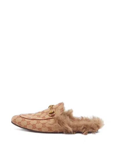Pre-owned Gucci Princetown Horsebit Detail Mules In Neutral