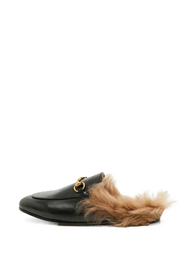 Pre-owned Gucci Princetown Horsebit Flat Mules In Black