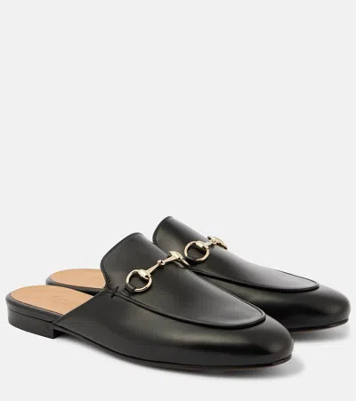 GUCCI PRINCETOWN HORSEBIT GG LEATHER MULES