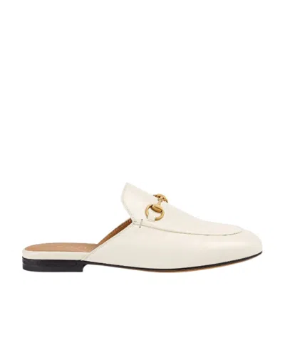 Gucci Princetown Loafer Mule In White Leather