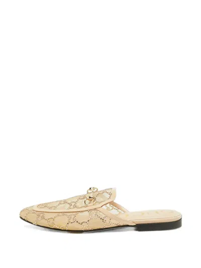 Pre-owned Gucci Princetown Horsebit Mules In Neutral
