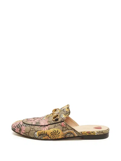 Pre-owned Gucci Princetown Horsebit Mules In Neutrals