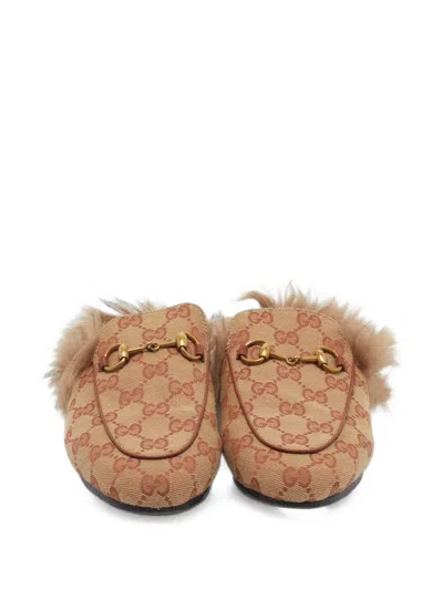 Pre-owned Gucci Princetown Horsebit Mules In Neutrals