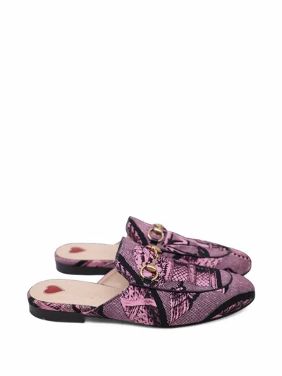 Pre-owned Gucci Princetown Horsebit Mules In Pink