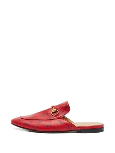 Pre-owned Gucci Princetown Horsebit Mules In Red