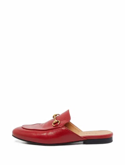 Pre-owned Gucci Princetown Horsebit Mules In Red