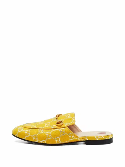 Pre-owned Gucci Princetown Horsebit Mules In Yellow