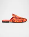 Gucci Princetown Horsebit Print Loafer Mules In Orange
