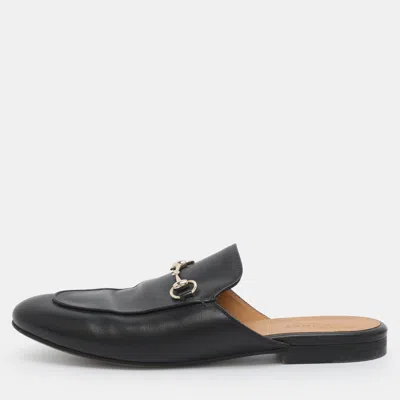 Pre-owned Gucci Princetown Horsebit Size 39 Black Leather Mules