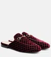 Gucci Princetown Horsebit Velvet Mules In Burgundy