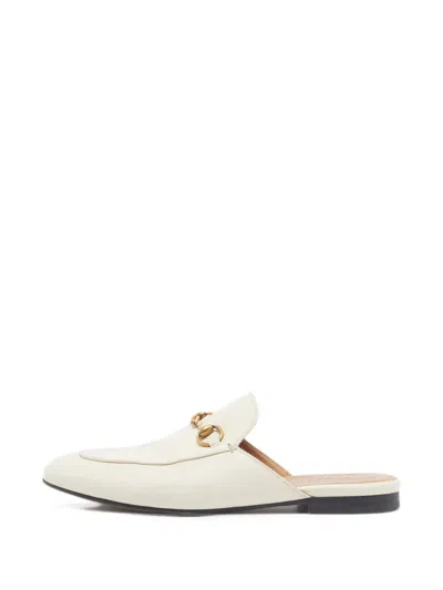 Pre-owned Gucci Princetown Horsebit-detail Flat Mules In White