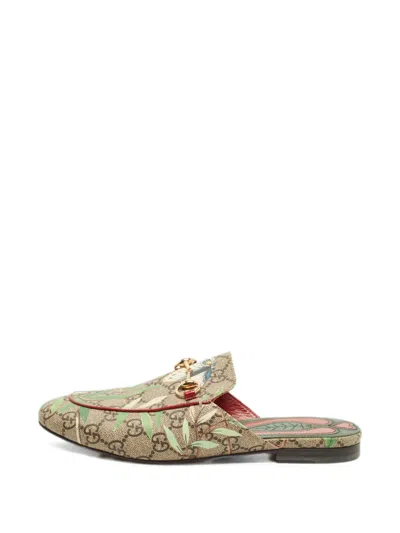Pre-owned Gucci Princetown Horsebit-detail Mules In Neutrals